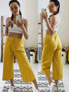 Girls leg cotton wide pants drawstring 棉质宽松透气抽绳阔腿裤