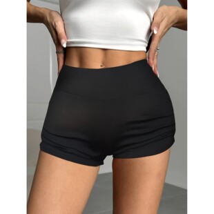 High 紧身运动短裤 Waist Ruched Women 女款 Shorts 高腰褶皱短款