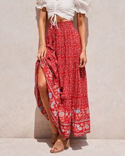 Summer boho print women's maxi dress夏季波西米亚印花女士长裙