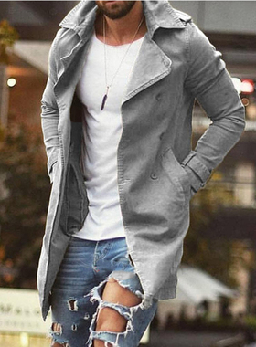 男士中长款修身休闲夹克
