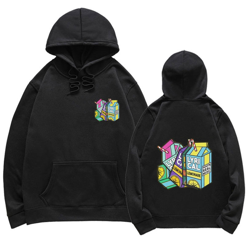 Lemon drink print long sleeve hoodie柠檬饮料印花长袖连帽卫衣