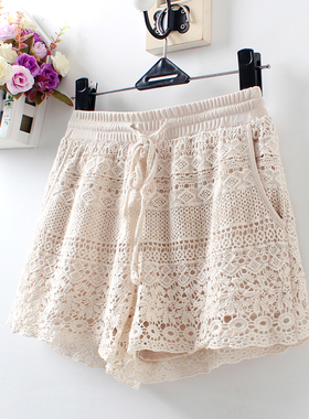 Resort-inspired cutout knit shorts波西米亚度假风镂空针织短裤