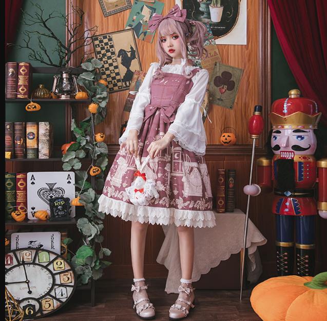 洛丽塔一字领雪纺姬袖衬衫