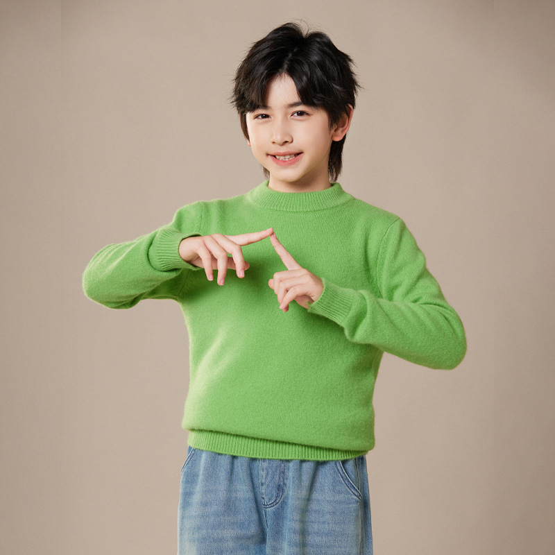 【舒淇同款】2025秋冬新款儿童针织衫半高领加厚男女童毛衣韩版宽