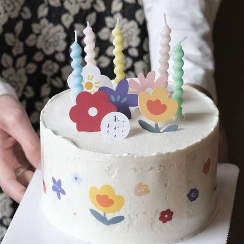 复古可爱小花韩国生日蛋糕装饰