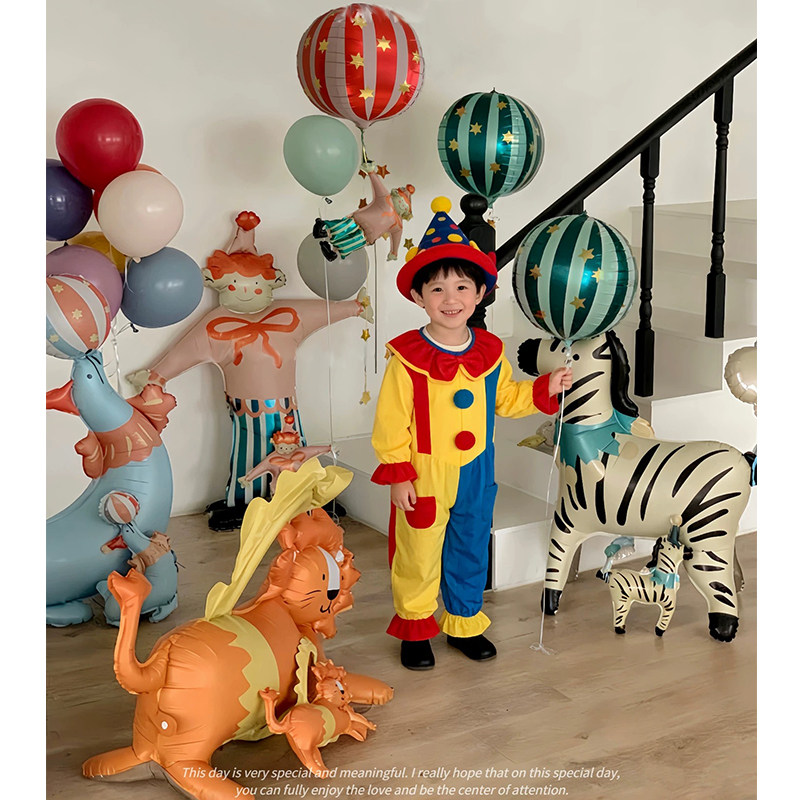 马戏团小丑气球动物斑马海狮杂役狮子红绿条纹气球生日拍照气球