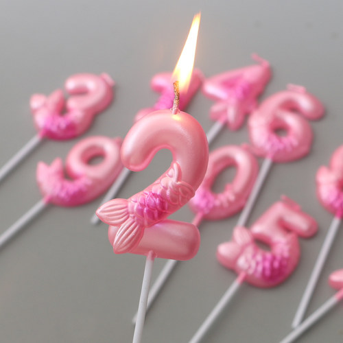 美人鱼数字蜡烛粉色生日蜡烛