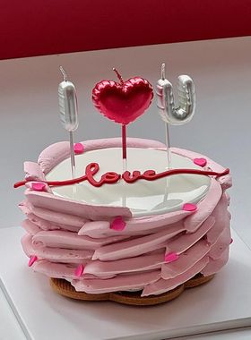 2025七夕情人节蛋糕装饰iloveyou爱心蜡烛插件情侣表白纪念日装扮