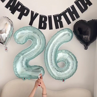 水晶蓝数字气球派对生日气球