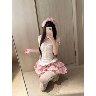 时髦甜美风套装 百搭洋气衬衫 大码 修身 格子显瘦蛋糕半裙女 夏季 新款