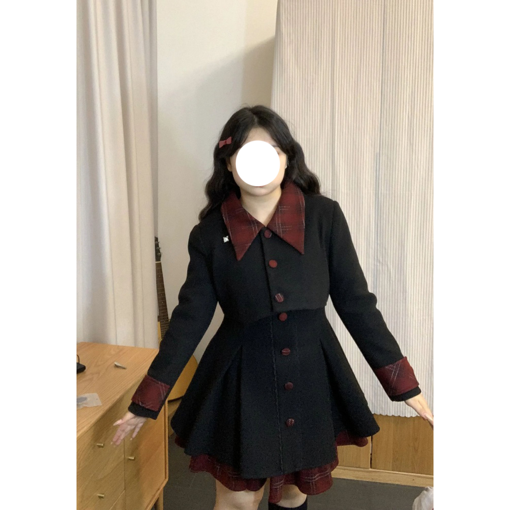 小众甜酷风气质新款高腰吊带连衣裙微胖大码翻领短款外套两件套