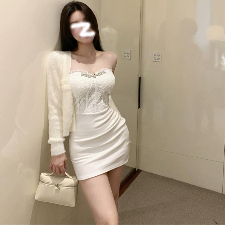 大码法式名媛修身显瘦抹胸连衣裙女夏季新款高级性感辣妹包臀裙子