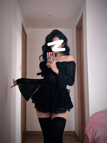 蕾丝上衣蓬蓬蛋糕短裙两件套装潮