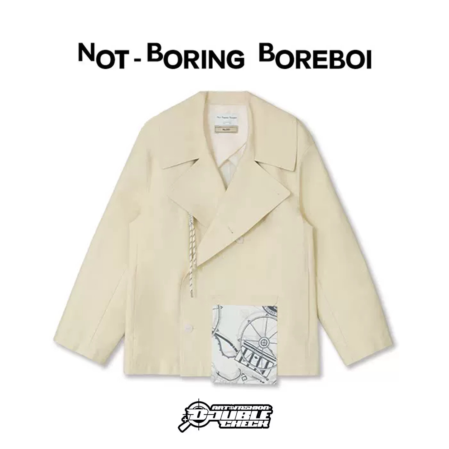 【Not-Boring Boreboi】Dyeing定染翻驳领短风衣马印花丝巾外套