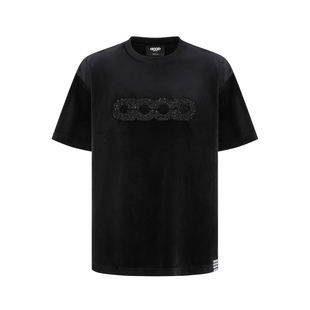 轻奢丝绒 T恤 GOODBRAND GOOD珠片logo丝绒短袖 男女同款 经典