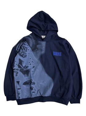 【官方正品】RHIME USA 水洗做旧人像印花连帽卫衣 男女同款