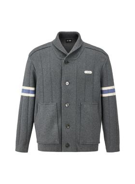 【官方正品】GOODBRAND 提花撞色条纹翻领开衫毛衣 林子烨同款