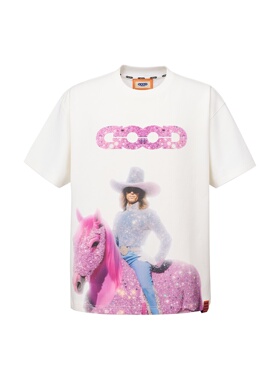 【官方正品】GOODBRAND 马年粉色牛仔满钻短袖T恤 男女同款