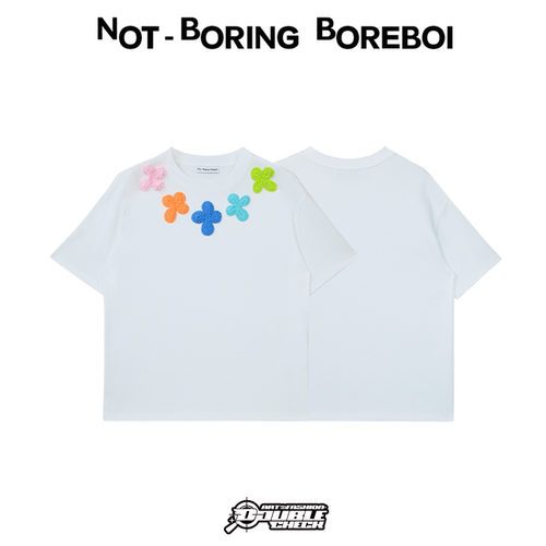 【Not-Boring Boreboi】3D Yarn Cross Tee十字毛线绣片短袖T恤