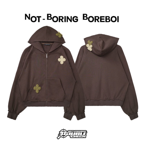 秋冬重工水洗手工绣片连帽卫衣
