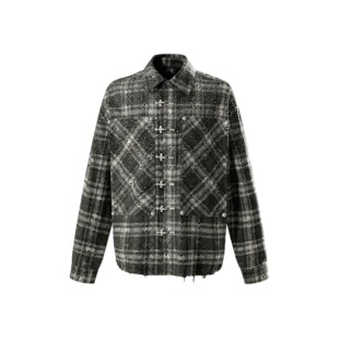 Theboyhasnopatience 曙光辉月烫钻飞机扣长袖 衬衫 TBHNP