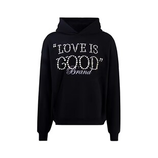 赵泳鑫同款 GOOD GOODBRAND 珍珠标语连帽卫衣 LOVE