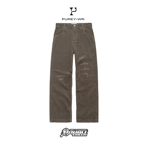 【Purey · WR】Worn-out corduroy做旧磨破洞灯芯绒休闲直筒裤