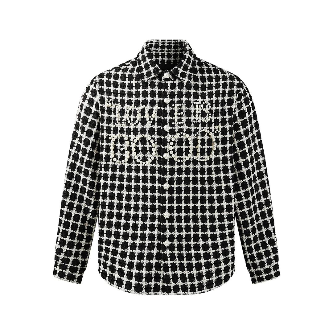 GOODBRAND珍珠十字格纹衬衫