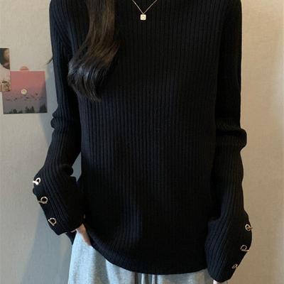 高级感半高领针织打底衫女秋季新款大码胖mm显瘦洋气内搭毛衣上衣