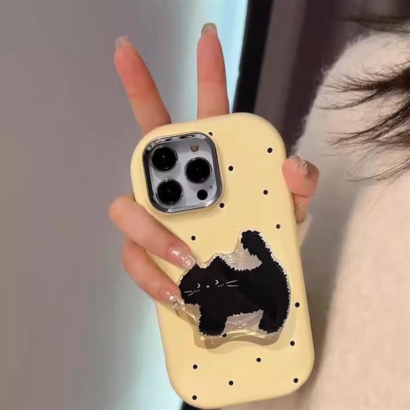 适用苹果15手机壳iPhone14Promax新款ip13女12创意mini硅胶11Pro防摔8plus镜框6s黑猫7p卡通xs/xr二代SE3情侣
