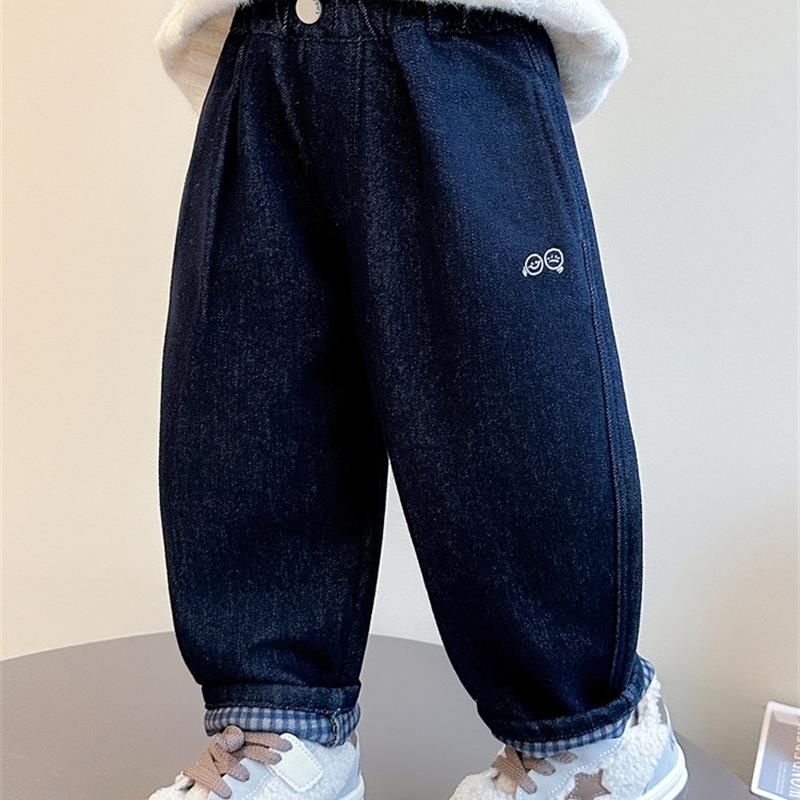 女童牛仔裤秋冬2025新款儿童洋气冬装女宝宝时髦冬季加绒加厚裤子