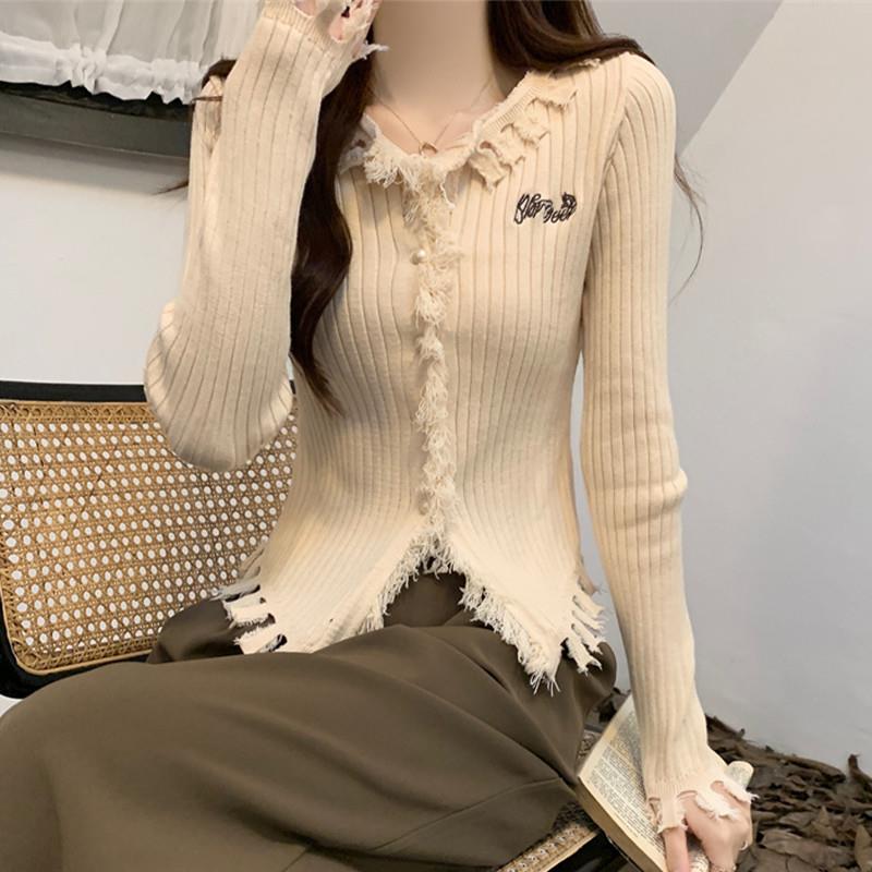 设计感开衫毛衣外套女春秋新款小众高级感修身显瘦针织打底衫上衣