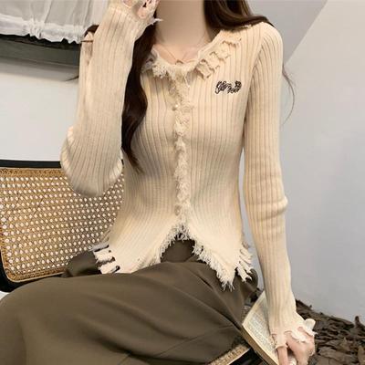 设计感开衫毛衣外套女春秋新款小众高级感修身显瘦针织打底衫上衣