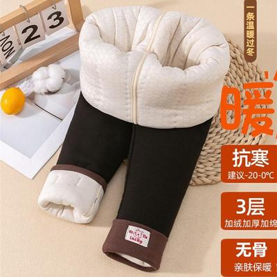 女童棉裤冬季加绒加厚宝宝三层夹棉特厚保暖裤北方外穿儿童打底裤