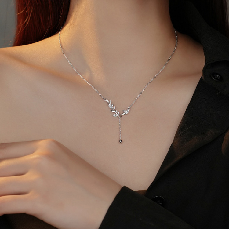 999足银连理枝纯银项链闺蜜一对两人麦穗二人刻字吊坠