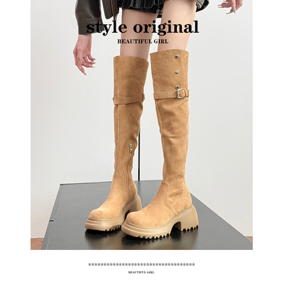 过膝长靴女厚底高跟增高美拉德