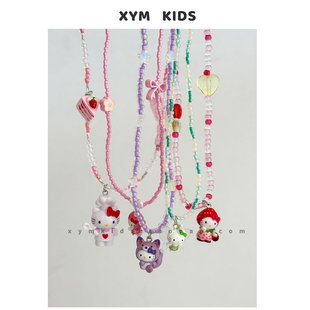 Kitty控~可爱猫咪吊坠女宝宝串珠项链儿童卡通颈链小女孩公主饰品
