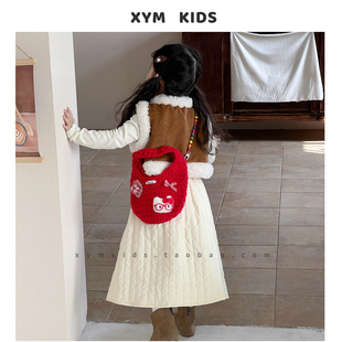 可爱凯蒂猫女童宝宝针织斜挎包KT小公主手提包儿童萌趣拍照小挎包