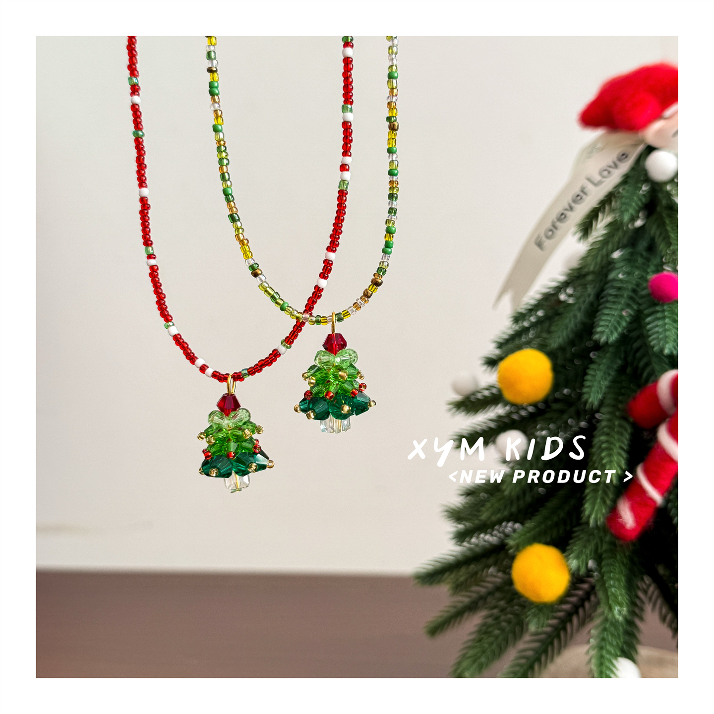 儿童项链圣诞树串珠颈链配饰