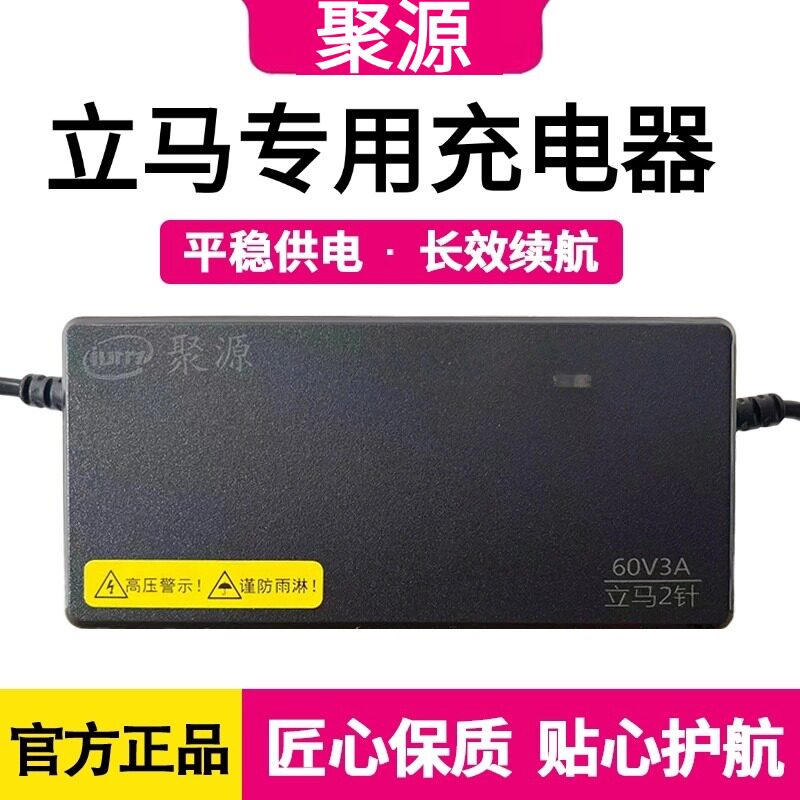 适配立马原装电动车两针插头充电器60V72V96V灌胶防水铅酸电瓶车