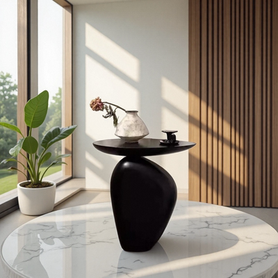 意式极简玻璃钢边几沙发角几