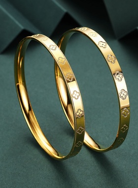 四叶草幸运草手镯精品cnc工艺爆款古法传承越南沙金实心手环