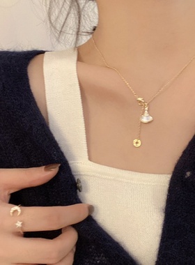 微镶银杏叶项链设计感锁骨链韩版气质网红新款女卫衣链配饰项链