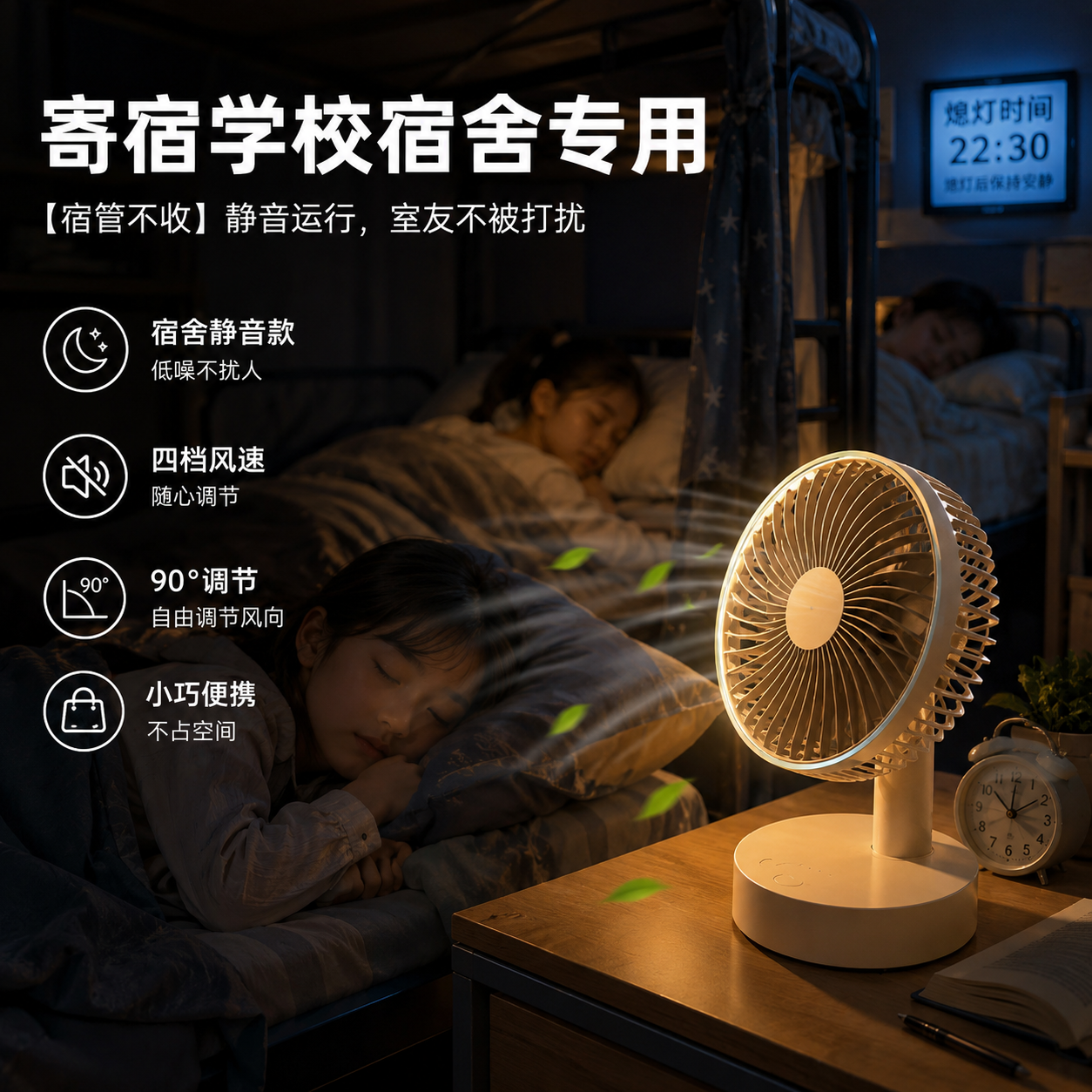 大学生宿舍降温USB充电小风扇静音制冷6寸台扇床头扇长续航长充电