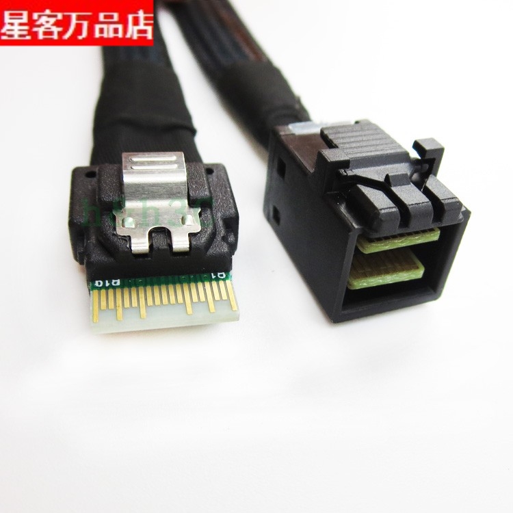 Slim SAS 4.0 SFF-8654(38P)对Mini sas HD SFF-8643连接线 0.5M
