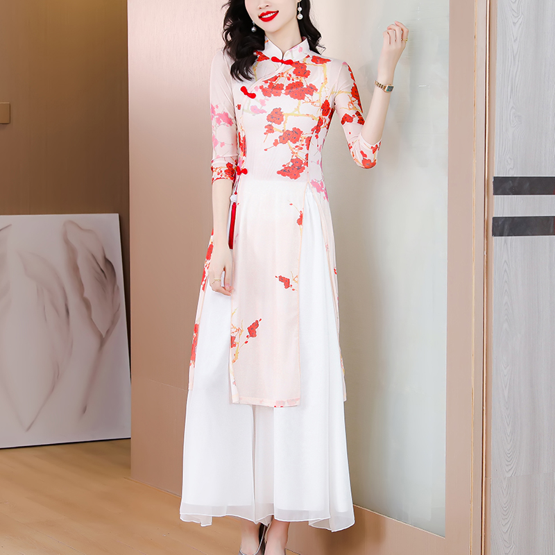 开衩印花舞蹈旗袍练功服古典舞