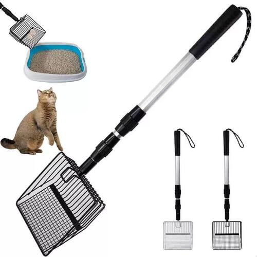 猫砂铲伸缩手柄加长手柄金属猫砂铲豆腐砂猫砂铲子沙滩铲子拾便器