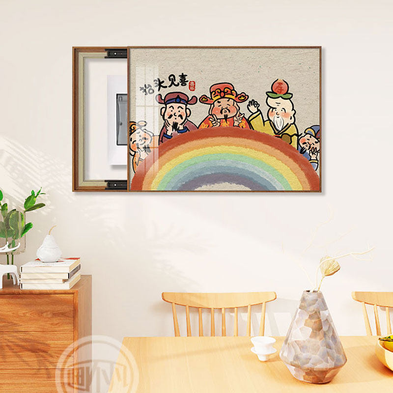 电表箱装饰画福禄寿财神新中式壁画客厅餐厅电闸子盒多媒体遮挡箱,家居饰品,现代装饰画,淘宝优惠券,粉丝福利购,淘宝优惠卷