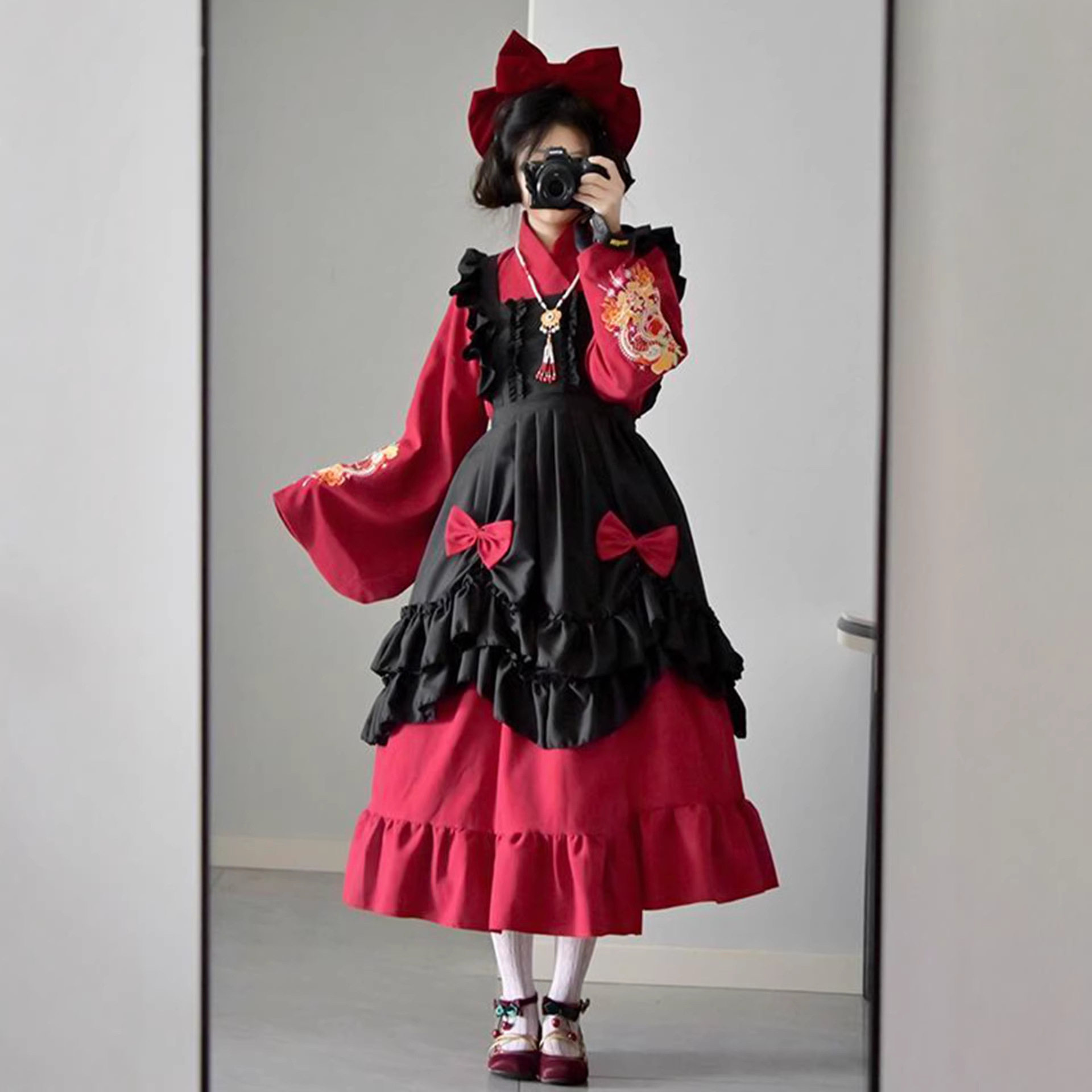 原创汉服女2025新款汉洋折衷长袖贴里汉元素刺绣连衣裙洛丽塔套装,女装/女士精品,汉服套装,淘宝优惠券,粉丝福利购,淘宝优惠卷