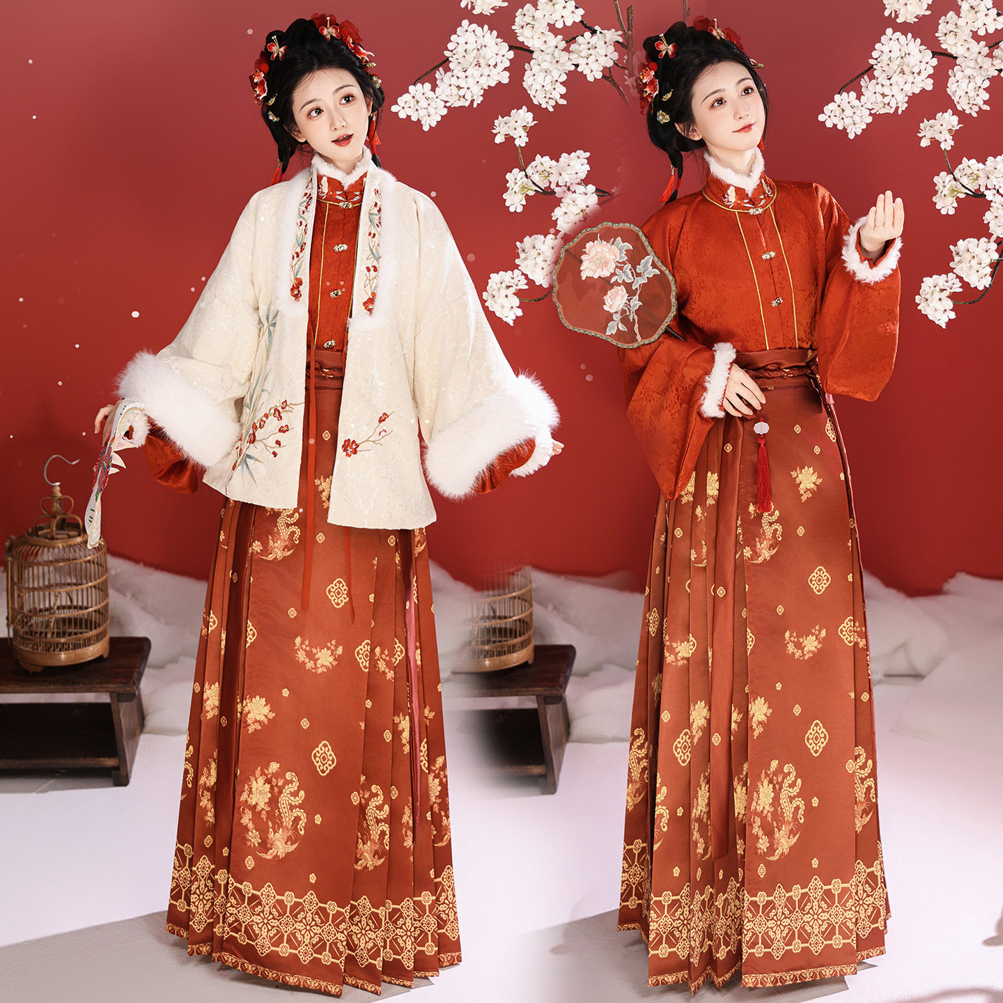 改良新品汉服女 一炉春雪 冬季短袄外套琵琶袖内搭马面裙加绒套装,女装/女士精品,汉服套装,淘宝优惠券,粉丝福利购,淘宝优惠卷